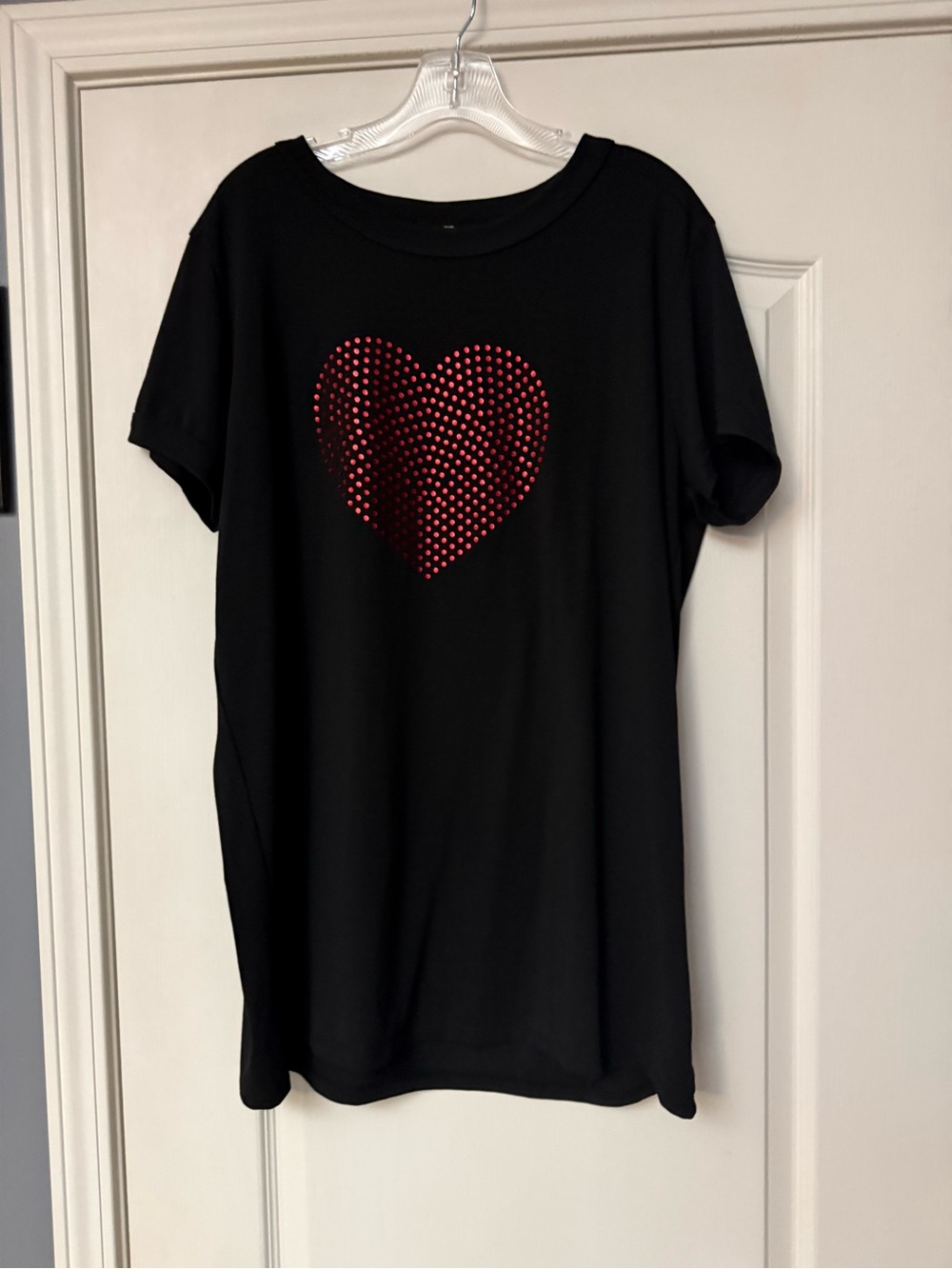 LuLaRoe Black Short-Sleeve Tee with Red Heart Stud Design